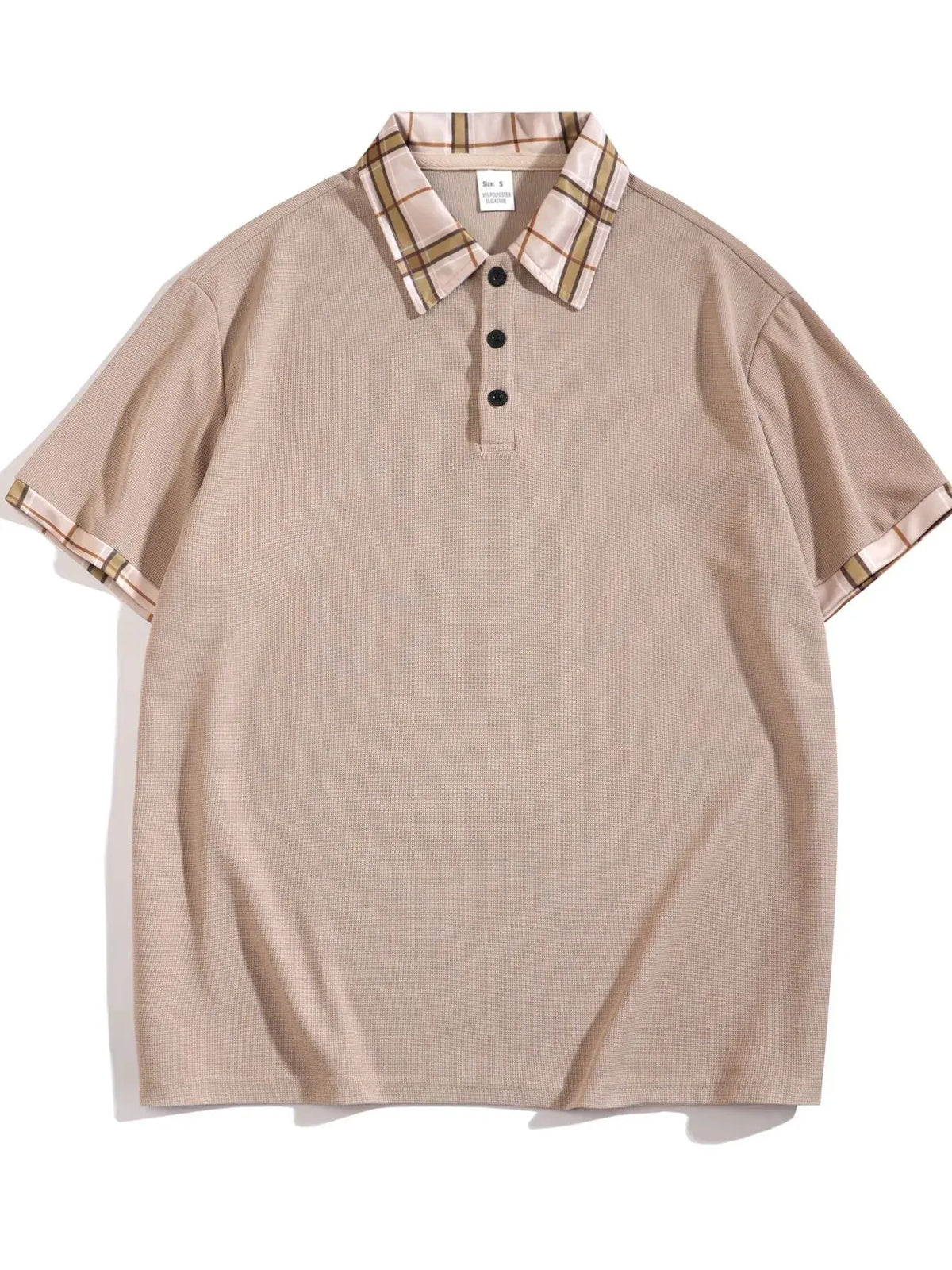 Men's Full Size Classic Plaid Collar Polo and Shorts Set Plus Size by Trendsi