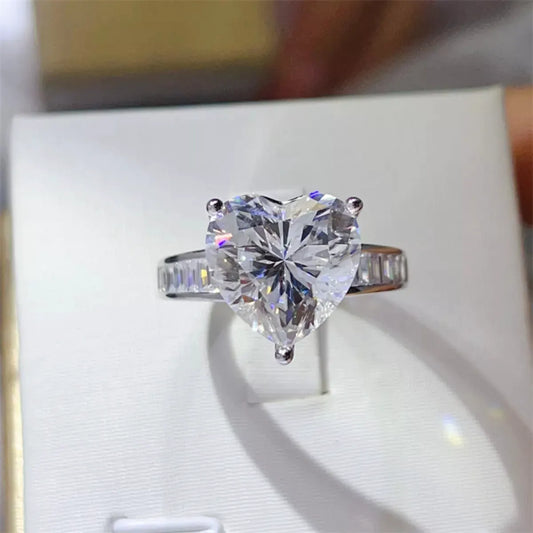 5 Carat Moissanite 925 Sterling Silver Heart Ring by Partner Label