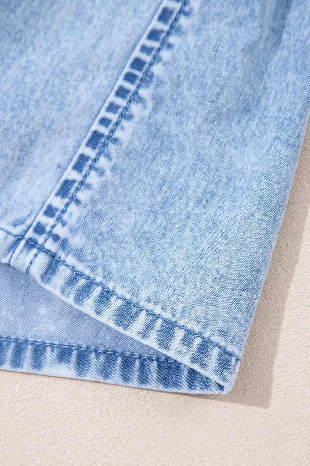 Bow Detail Spaghetti Straps Ruffle Hem Denim Dress by Partner Label
