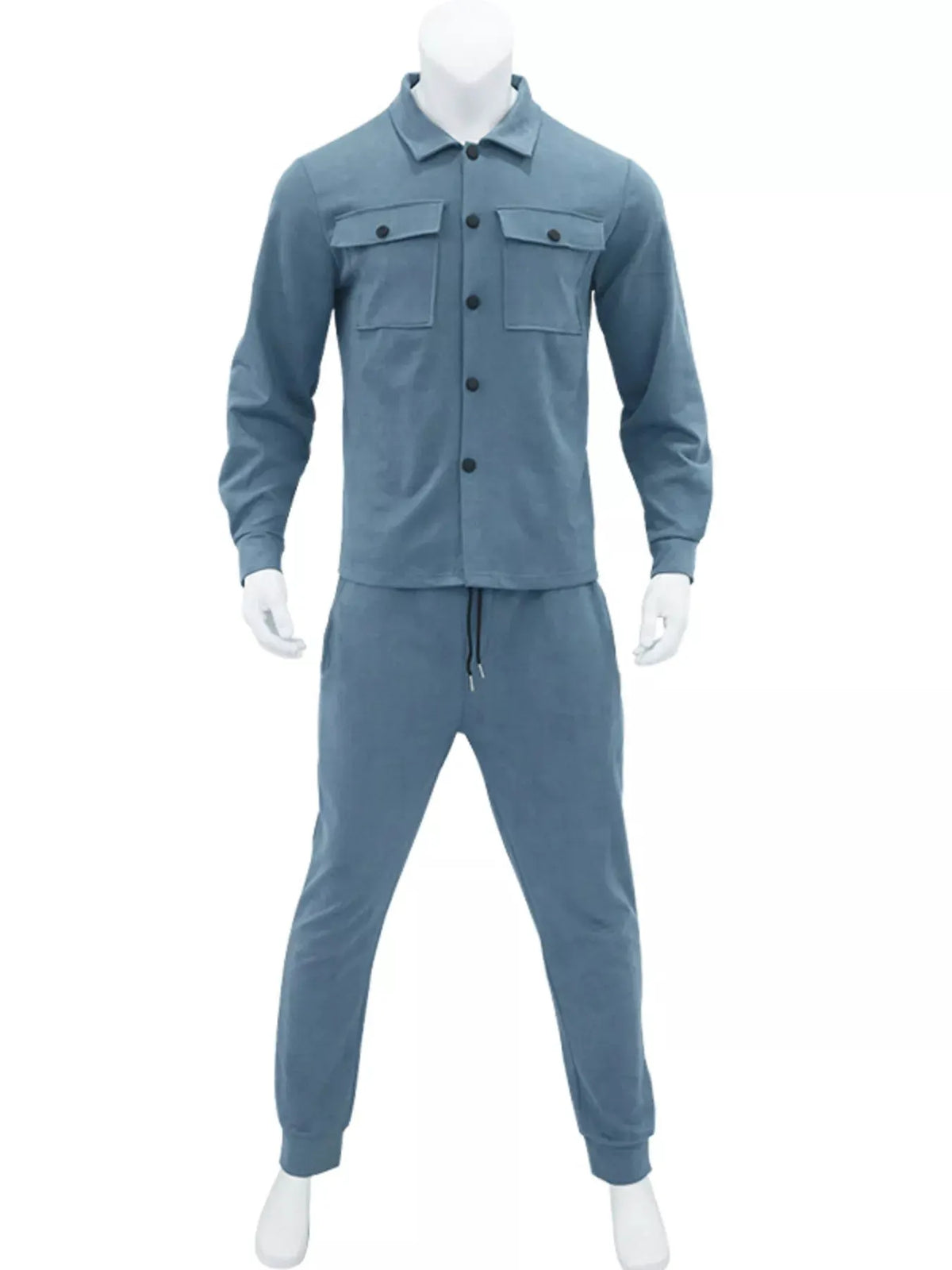 Men's Full Size Long-Sleeve Shirt and Joggers Set Plus Size by Partner Label