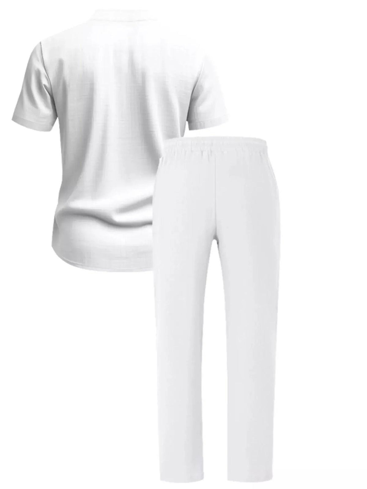 Men's Full Size Casual Button Up Short Sleeve Shirt and Pants Set Plus Size by Trendsi