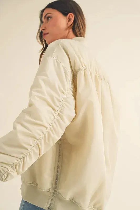 MABLE Back Ruched Utiltiy Bomber Jacket by MABLE
