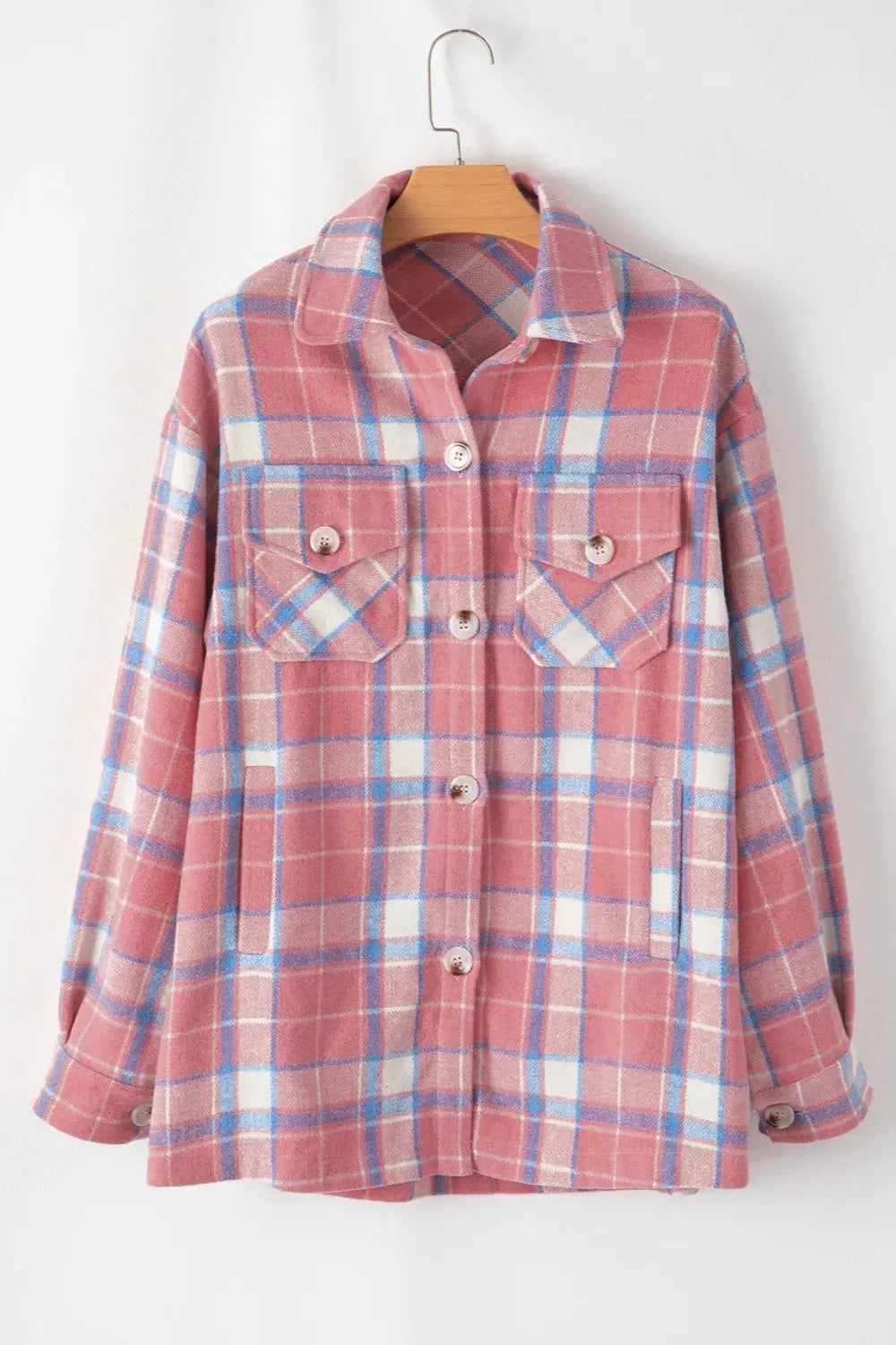 Plaid Button Up Long Sleeve Shacket by Partner Label