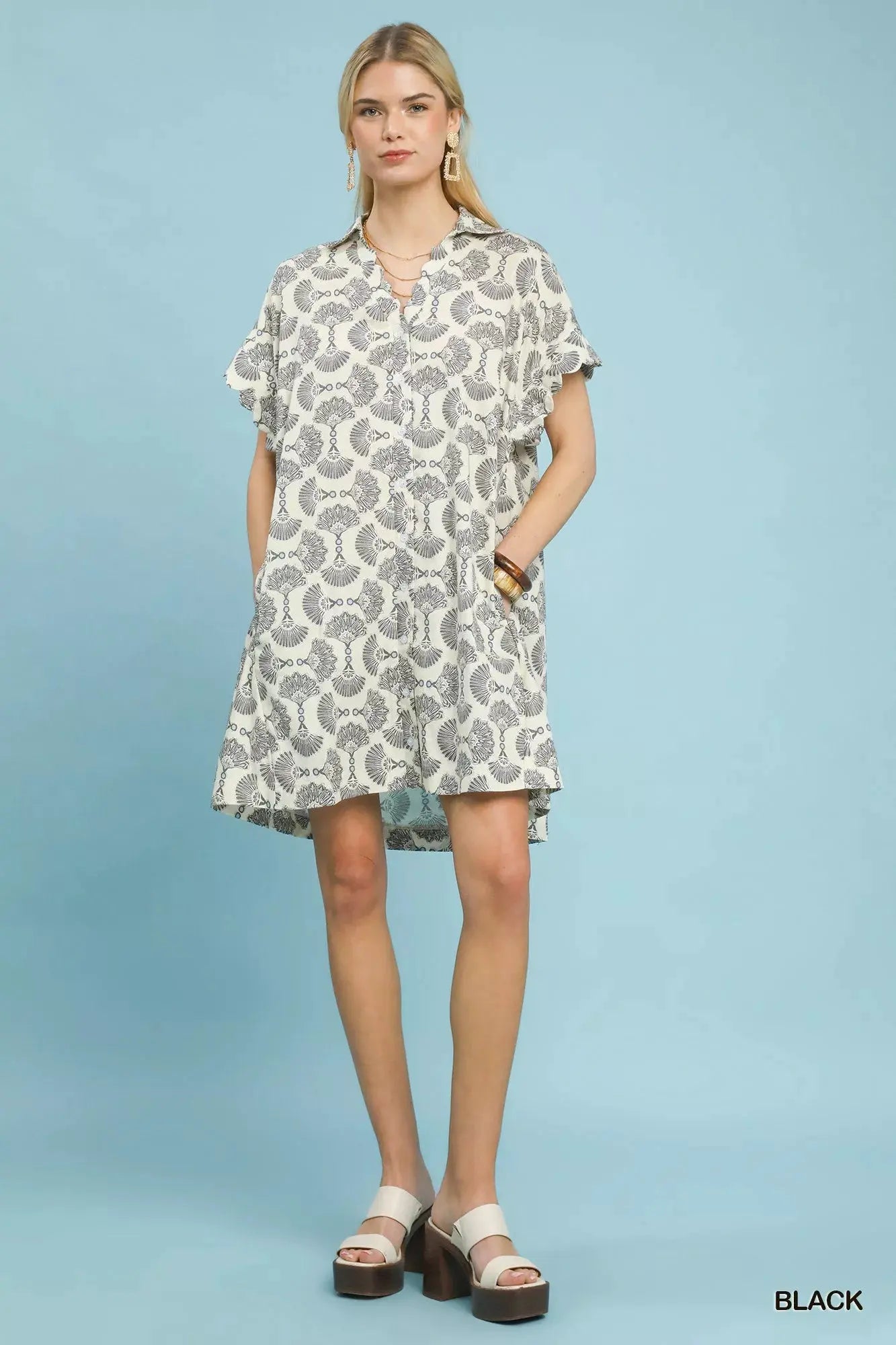 Umgee Printed Button Front Shirt Dress by Umgee USA