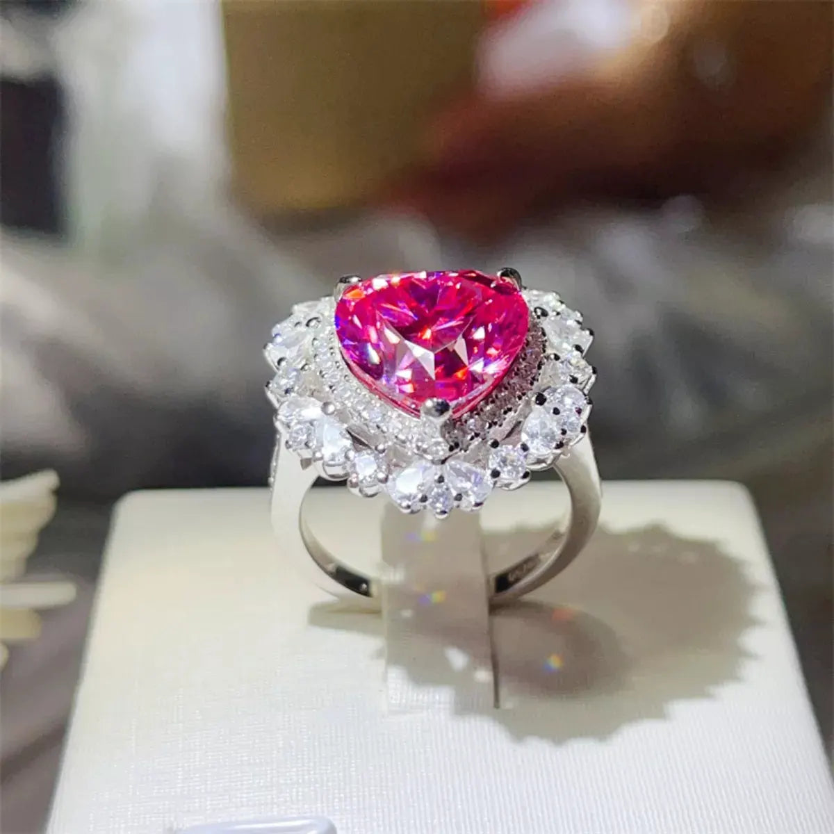 5 Carat Moissanite 925 Sterling Silver Heart-Shaped Ring by Partner Label
