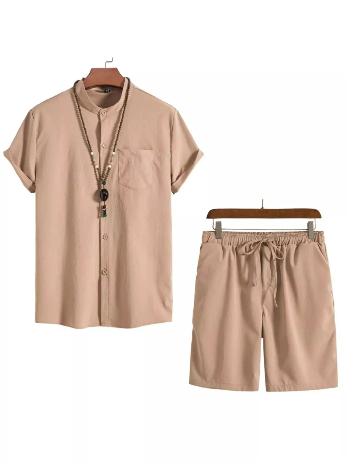 Men's Plus Size Casual Short Sleeve Shirt and Shorts Set by Trendsi