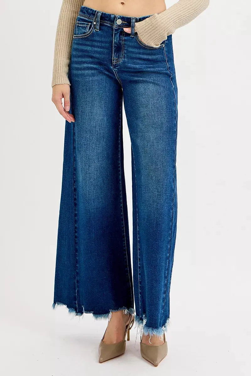 RISEN Full Size High Rise Ankle Wide Jeans Plus Size by RISEN