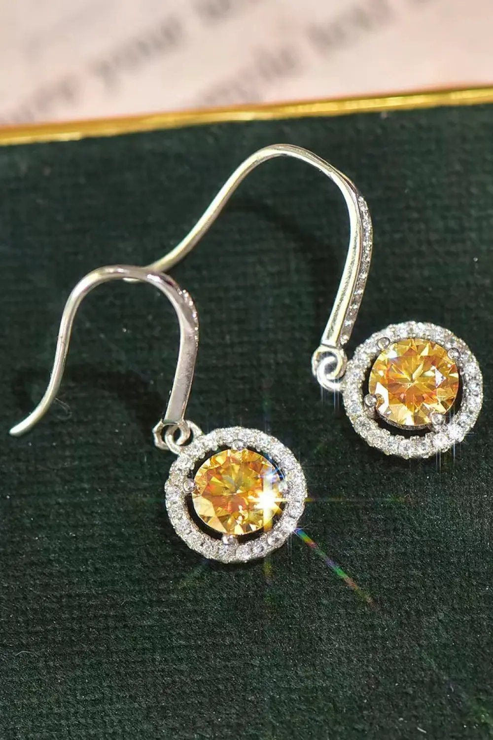 Platinum-Plated 2 Carat Moissanite Drop Earrings by Partner Label