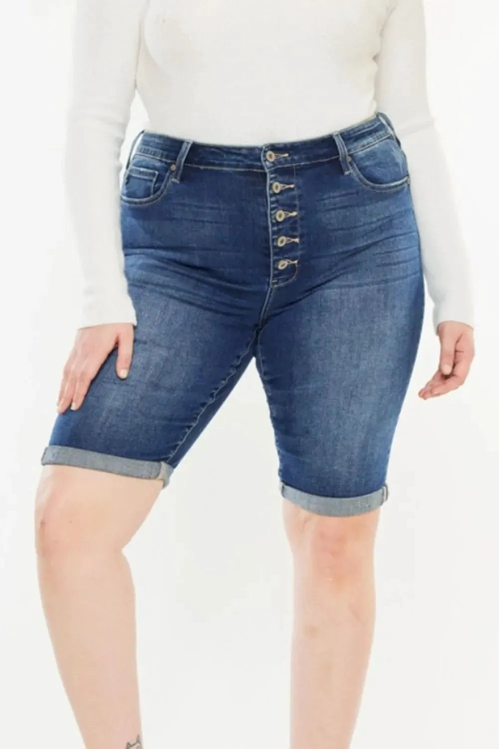Kancan Full Size Cat's Whiskers Button Fly Denim Shorts by Kancan