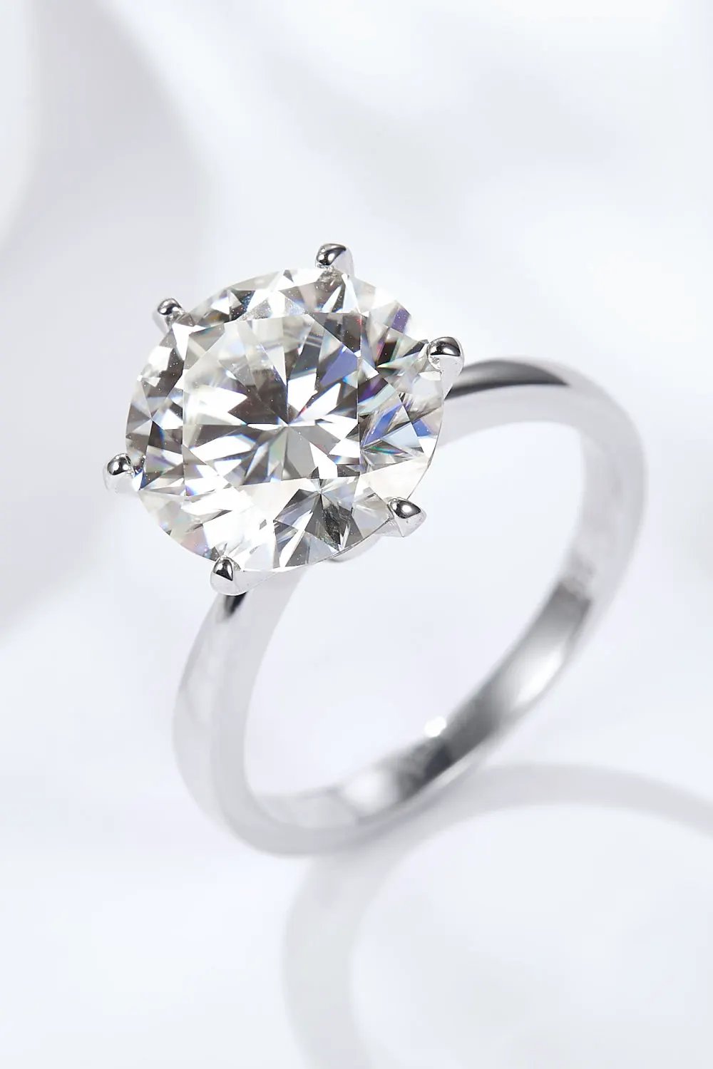 Platinum-Plated 5 Carat Moissanite Solitaire Ring by Partner Label