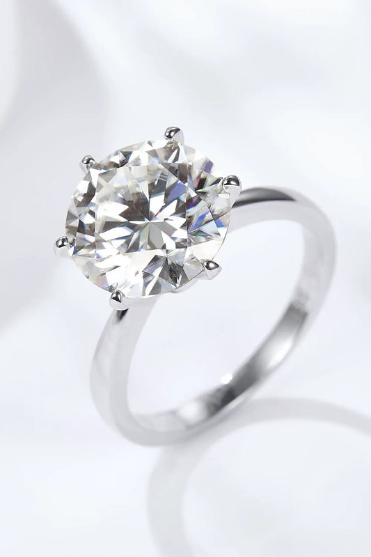 Platinum-Plated 5 Carat Moissanite Solitaire Ring by Partner Label