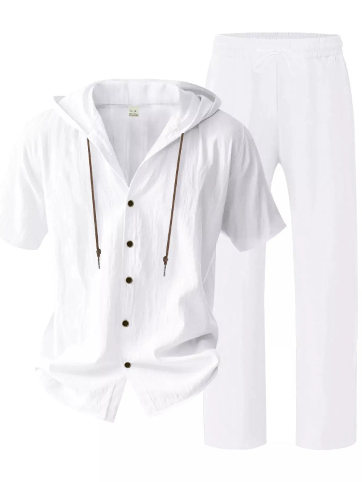 Men's Full Size Button Up Hooded Top and Pants Set Plus Size by Trendsi