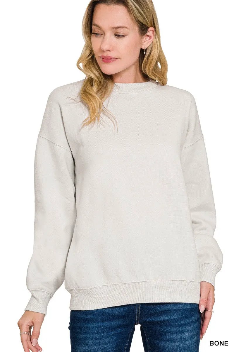 Zenana Fleece Crewneck Long Sleeve Sweatshirt by Zenana