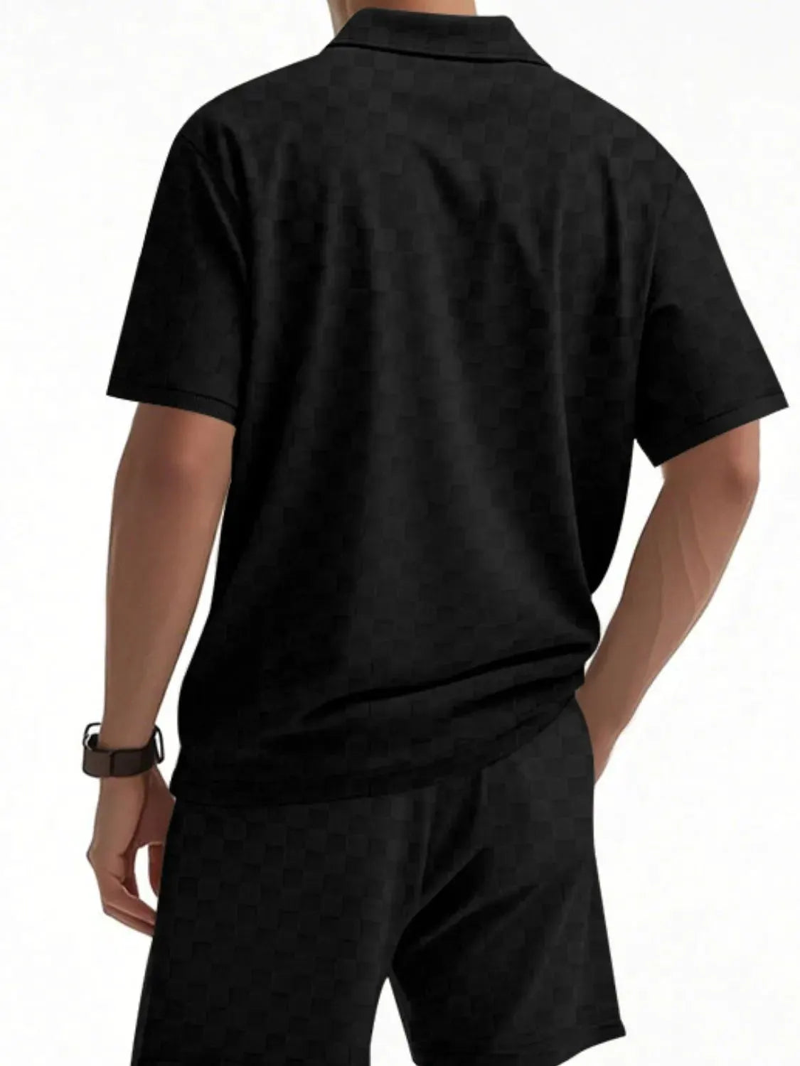 Men's Full Size Quarter Zip Short Sleeve Top and Shorts Set Plus Size by Trendsi
