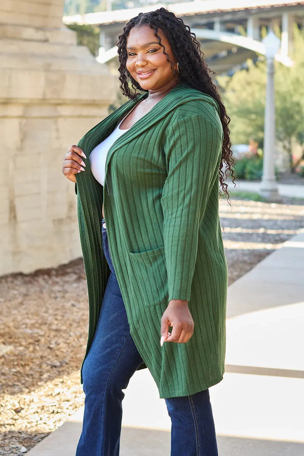 Basic Bae Full Size Hooded Sweater Cardigan by Basic Bae