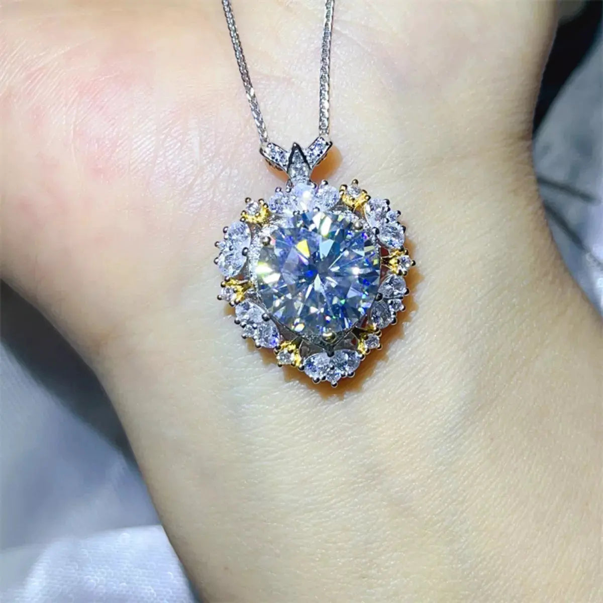 5 Carat Moissanite 925 Sterling Silver Necklace by Partner Labels
