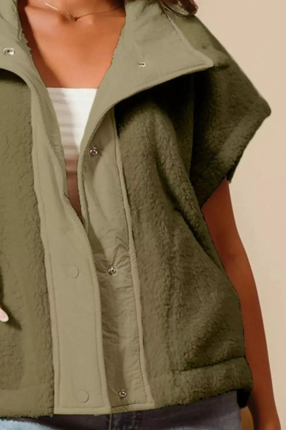 SO ME Over Sized Soft Sherpa Fur Sleeveless Vest Jacket by SO ME