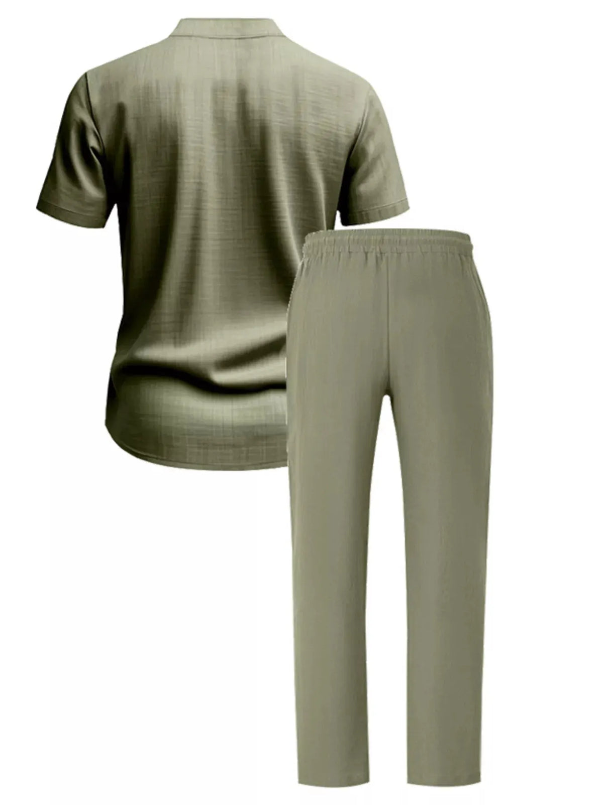 Men's Full Size Casual Button Up Short Sleeve Shirt and Pants Set Plus Size by Trendsi