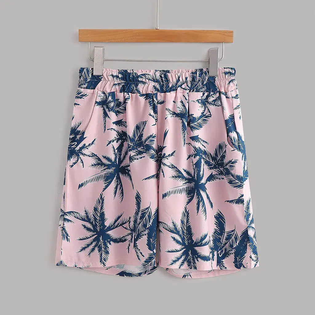 Men's Full Size Tropical Print Hawaiian Style Top and Shorts Set Plus Size by Trendsi