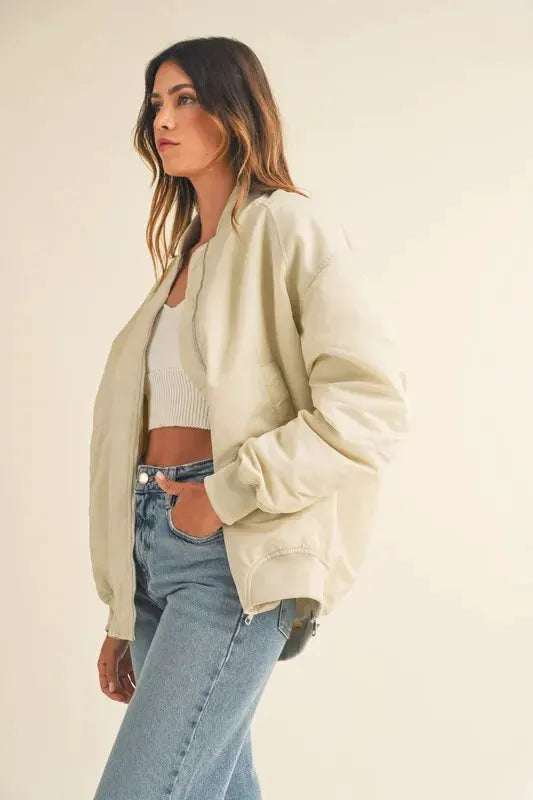 MABLE Back Ruched Utiltiy Bomber Jacket by MABLE