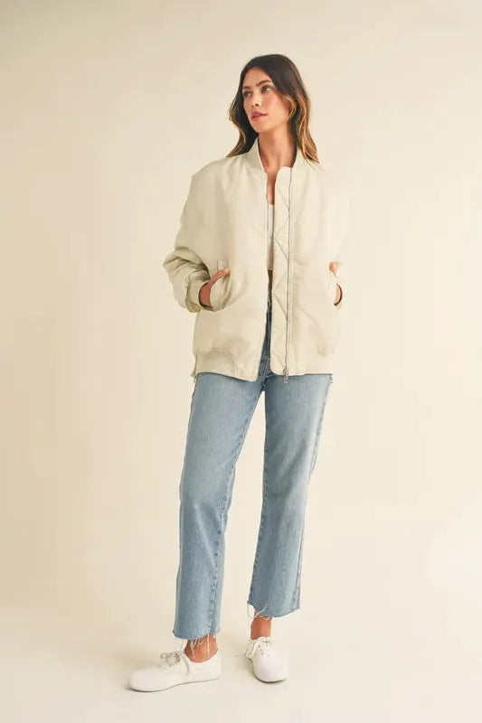 MABLE Back Ruched Utiltiy Bomber Jacket by MABLE
