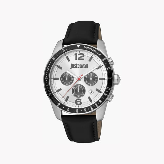Just Cavalli Men's Silver Watch, Black Leather Band | Jc1g204l0015 by JUST CAVALLI