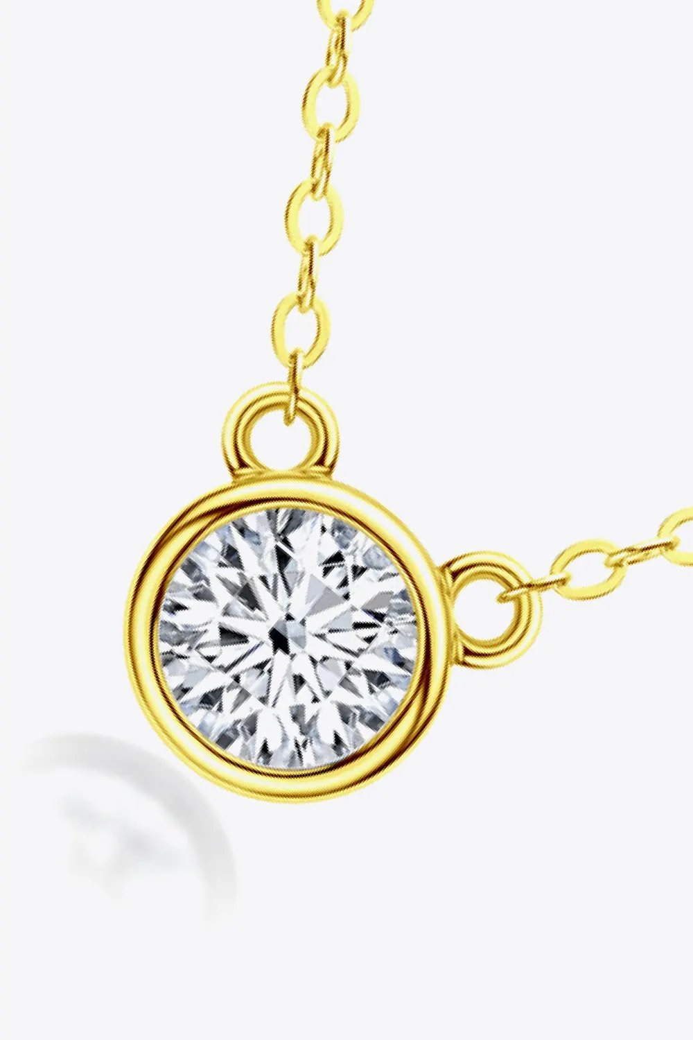 925 Sterling Silver 1 Carat Moissanite Round Pendant Necklace by Partner Label