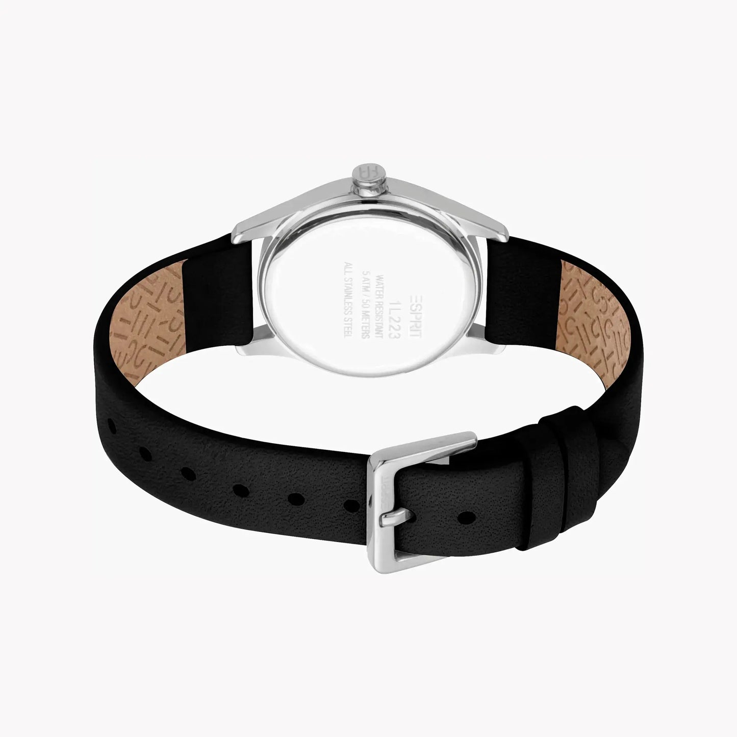 Esprit Women's Black Leather Watch, Silver Dial | Es1l000m0065 by ESPRIT
