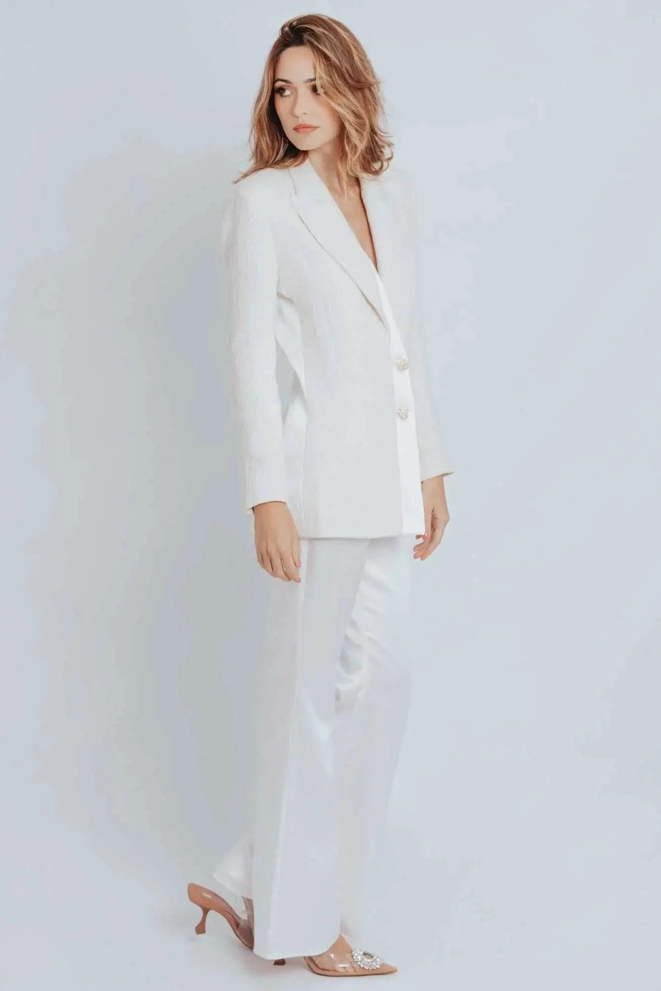 Call Me Coco Diamond Aquamarine Tweed Blazer by Akalia