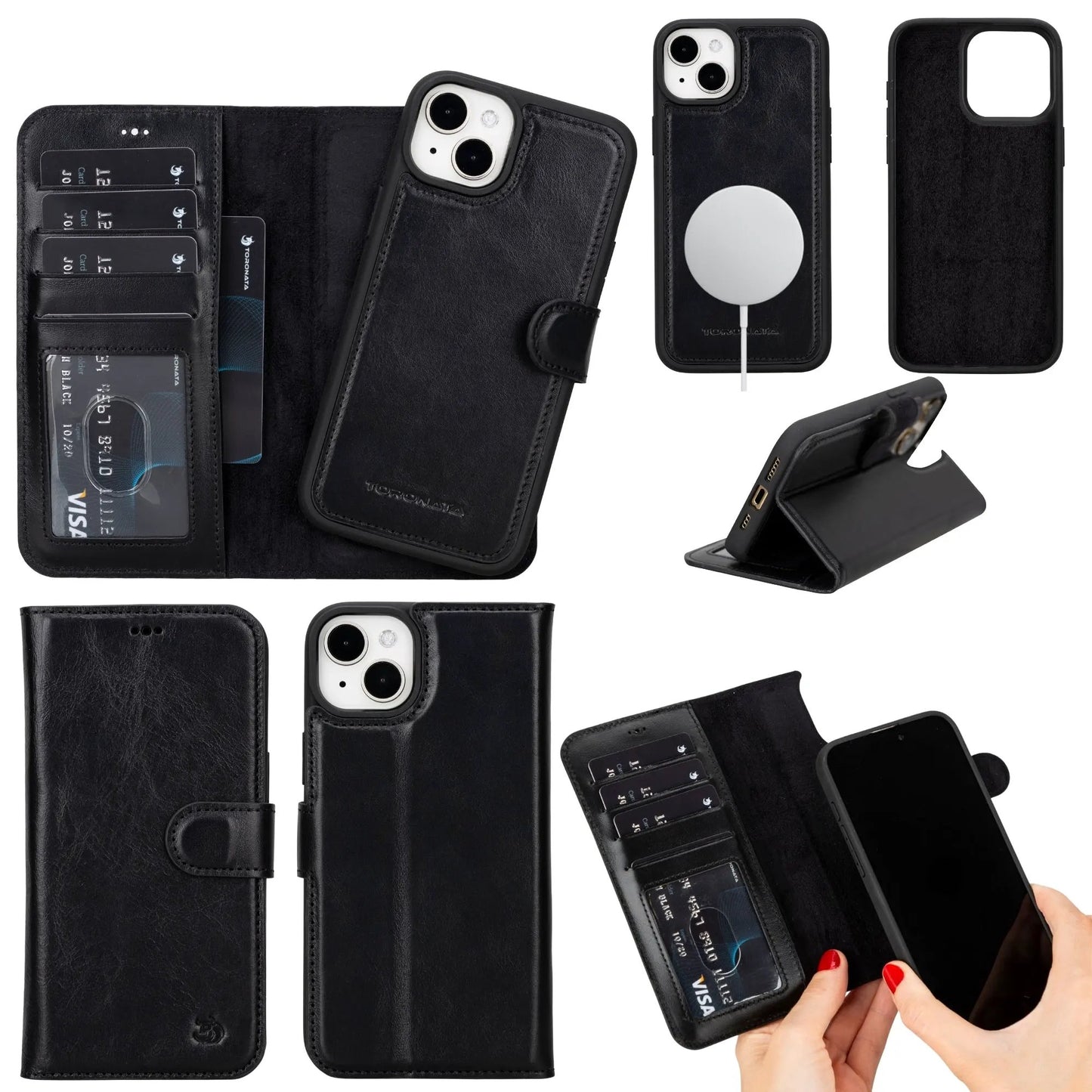 Casper Leather iPhone 15 Wallet Case | Detachable MagSafe Compatible RFID Protection by TORONATA
