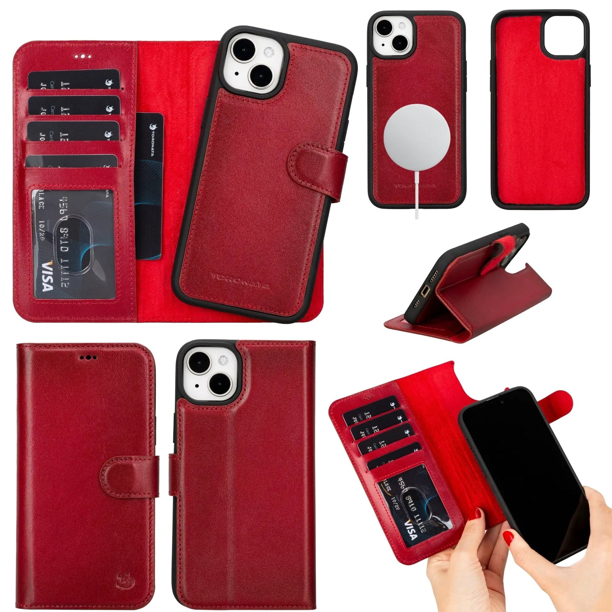 Casper Leather iPhone 15 Wallet Case | Detachable MagSafe Compatible RFID Protection by TORONATA