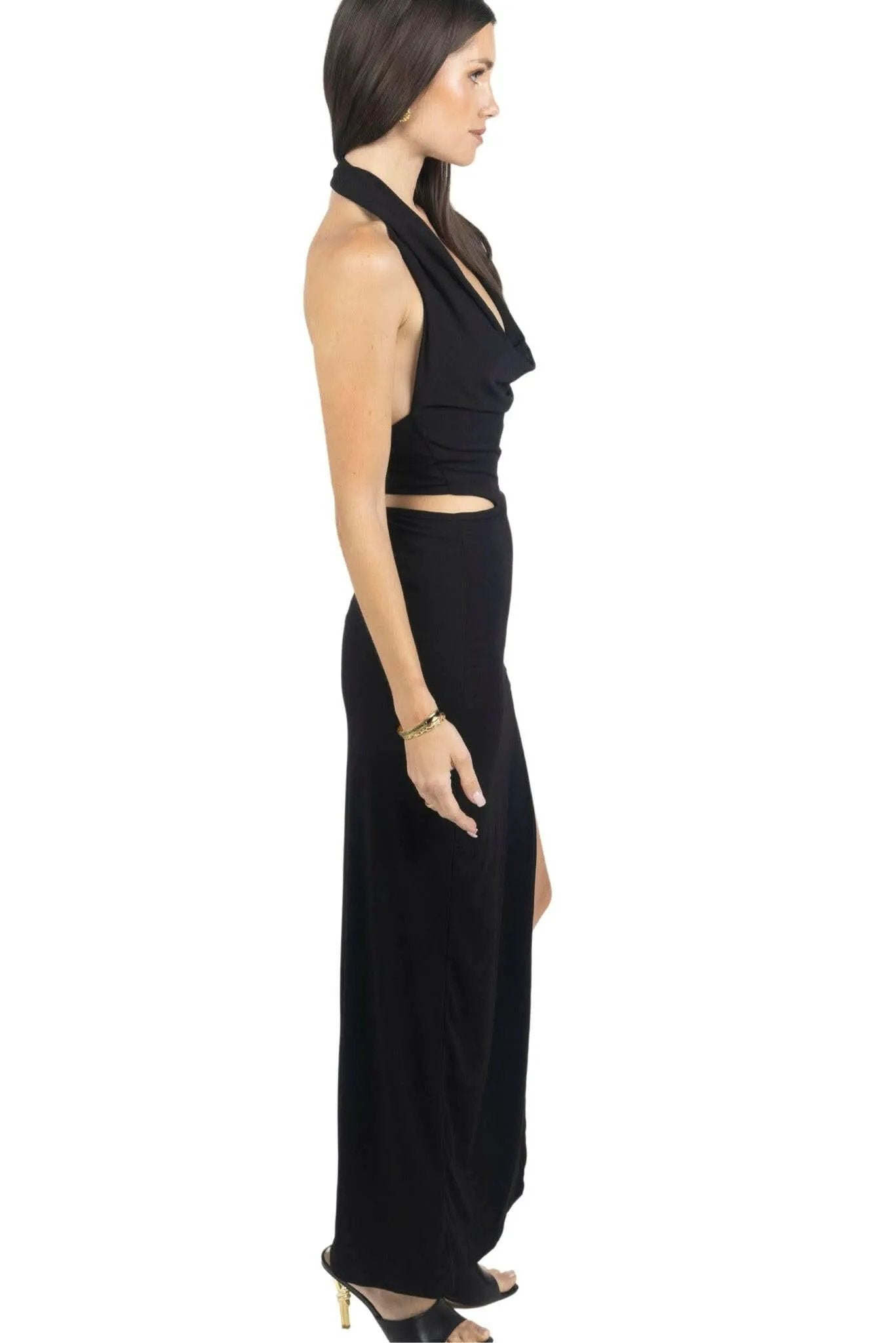 Cayla V Neck Backless Midi Dress by Akalia