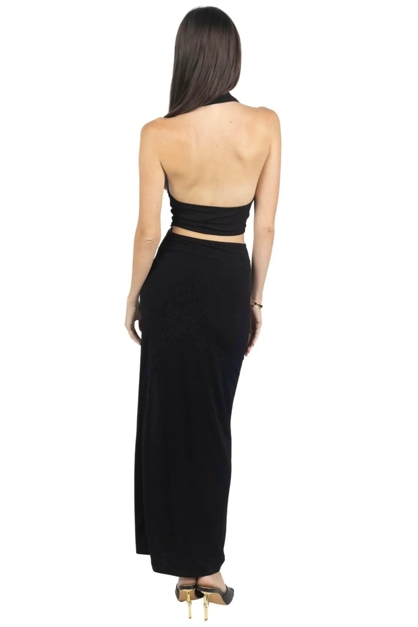Cayla V Neck Backless Midi Dress by Akalia