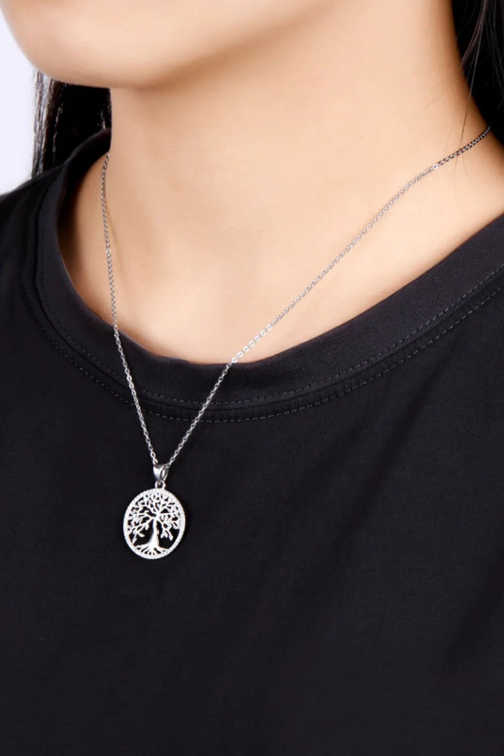 Adored 925 Sterling Silver Moissanite Tree Pendant Necklace by Partner Labels