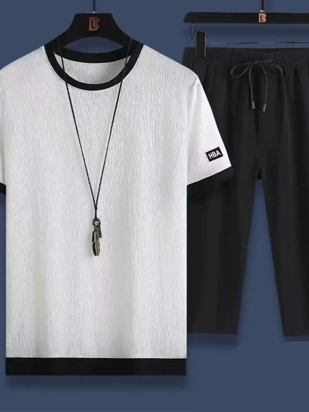 Men's Plus Size Round Neck Short Sleeve Top and Shorts Set by Trendsi