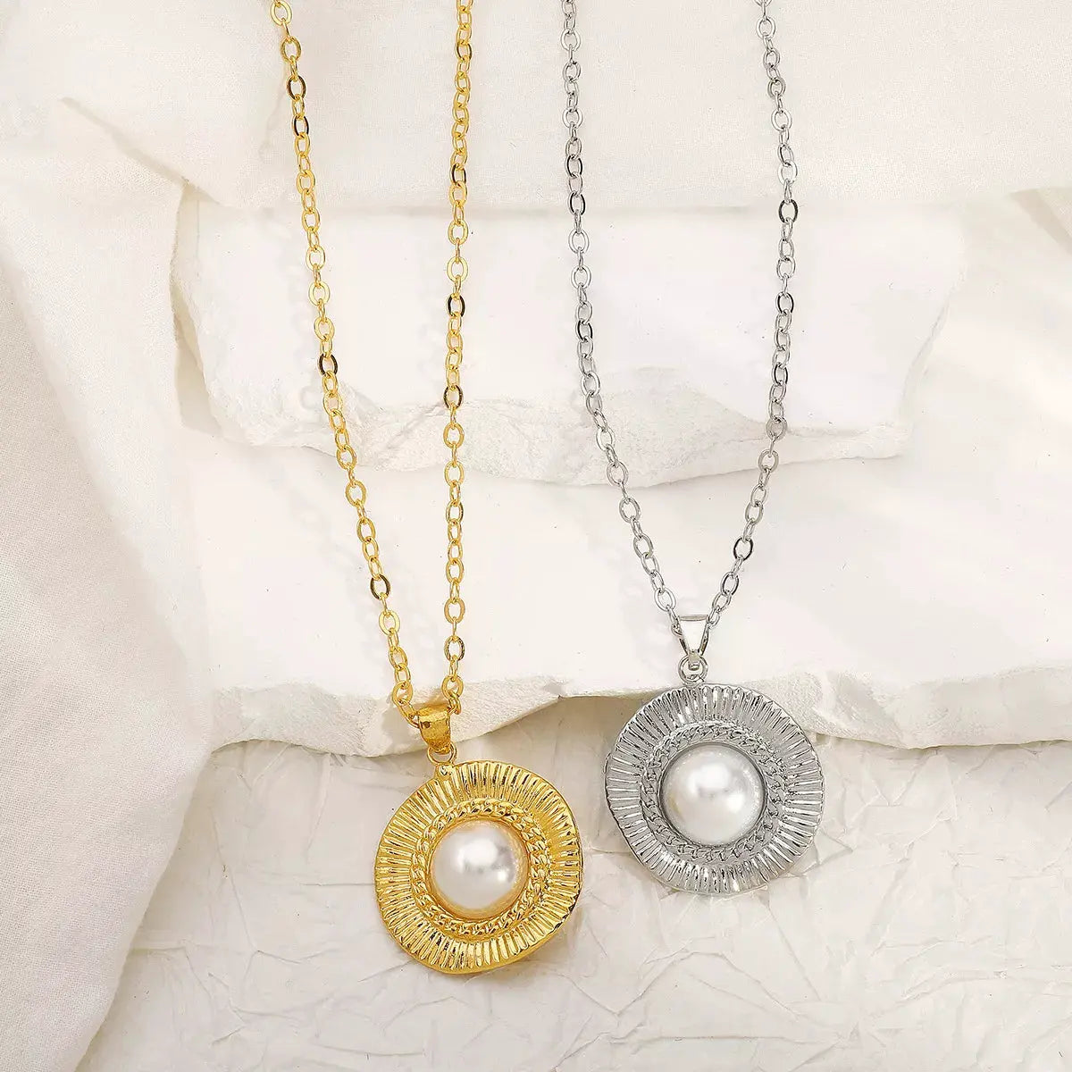 Alloy Pearl Pendant Necklace by Partner Labels