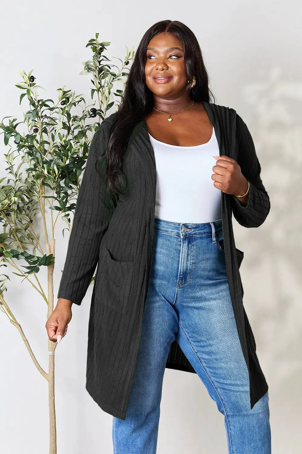 Basic Bae Full Size Hooded Sweater Cardigan by Basic Bae