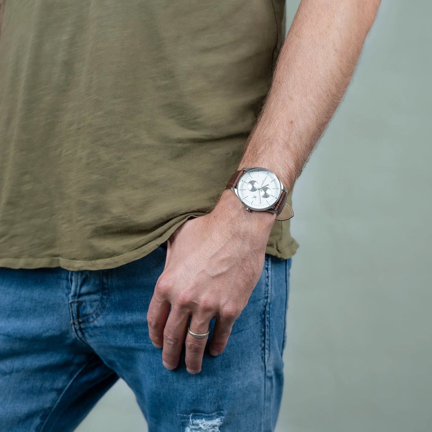 Pierre Cardin Men's Brown Leather Watch, Silver Case | Cba.4030 by PIERRE CARDIN