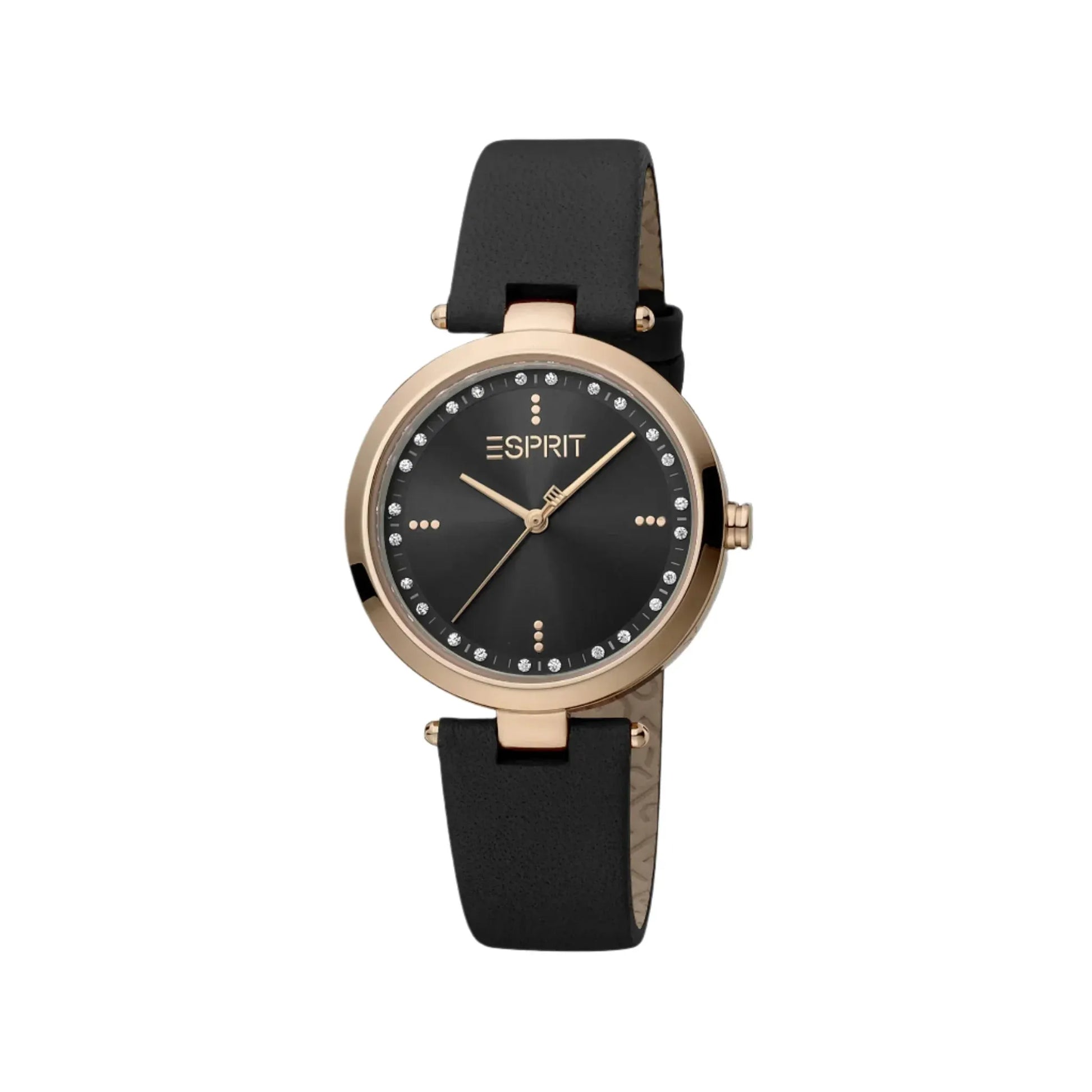 Esprit Women's Black Leather Watch, Black Dial | Es1l035m0015 by ESPRIT