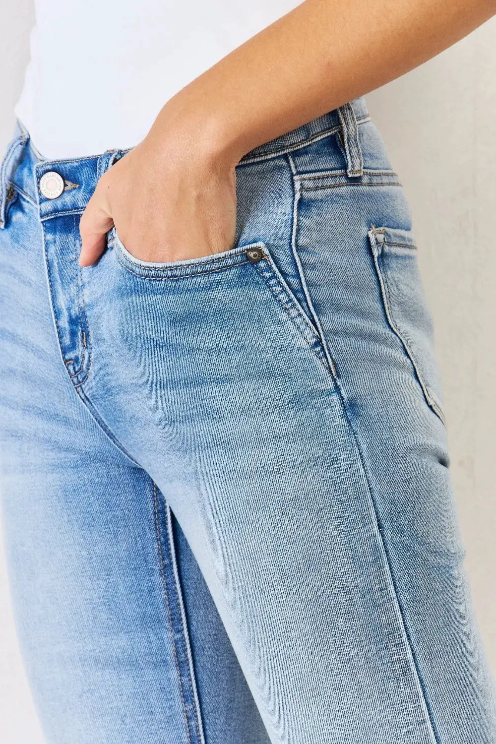Kancan Full Size Mid Rise Y2K Slit Bootcut Jeans by Kancan