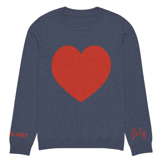 Heart - Knitted crew neck sweater NAVY by Maiden-Art