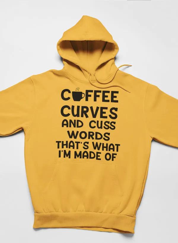 Coffee Curves & Cuss Words Hoodie by Merch