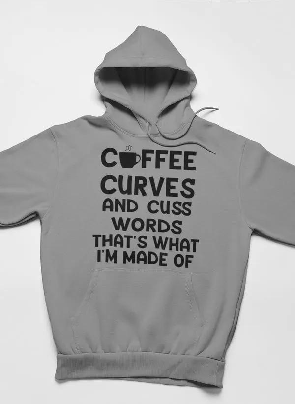 Coffee Curves & Cuss Words Hoodie by Merch