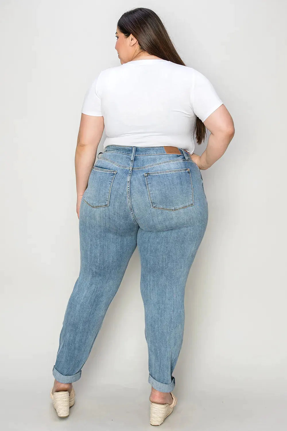 Judy Blue Full Size Cuffed Hem Slim Jeans by Judy Blue