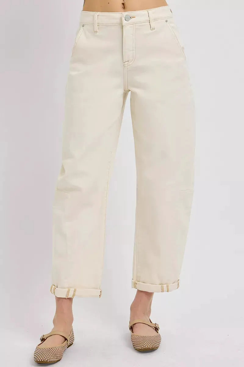 RISEN High Rise Relaxed Barrel Cuffed Jeans by RISEN