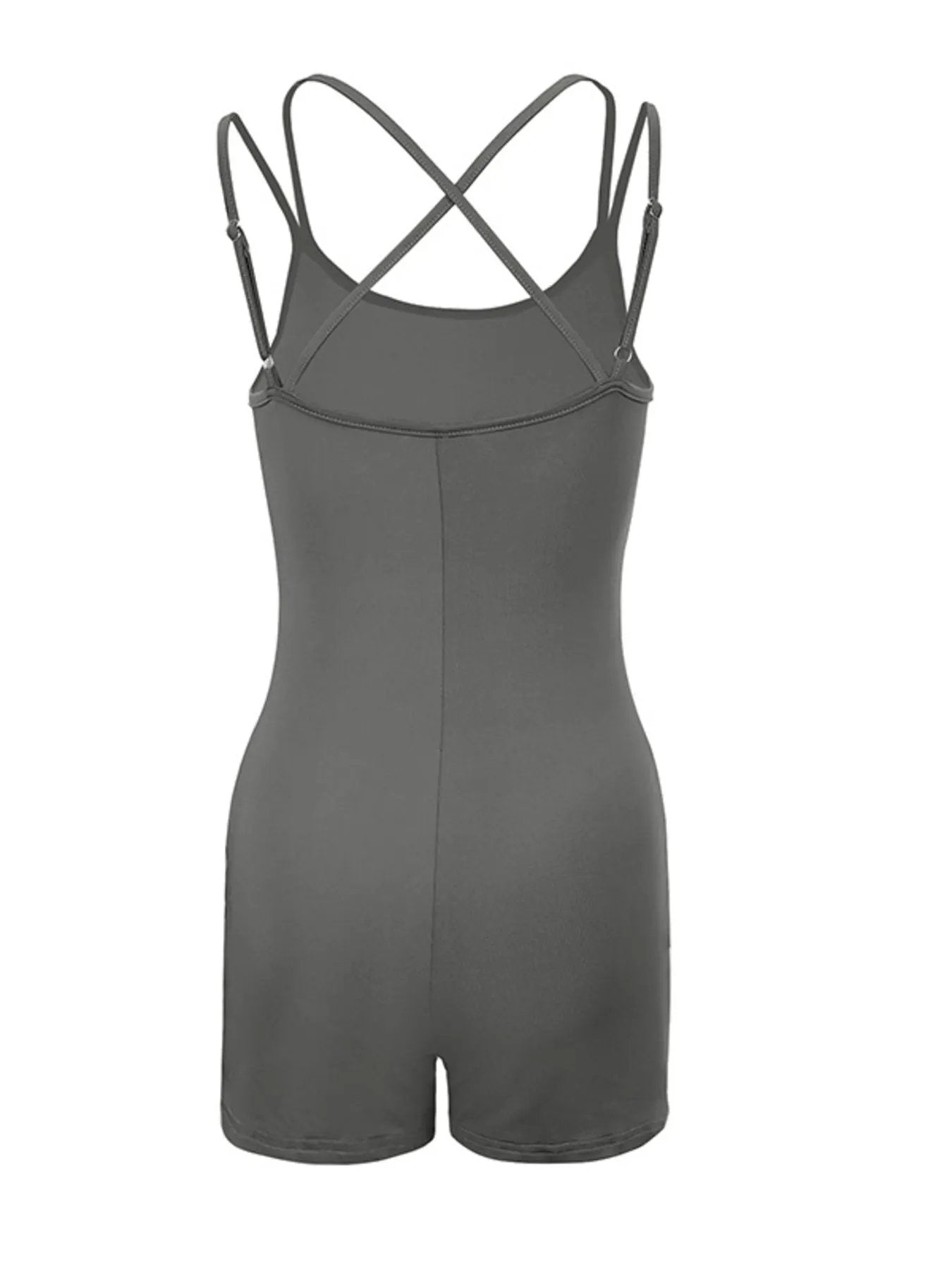 Double Spaghetti Strap Active Romper by Trendsi