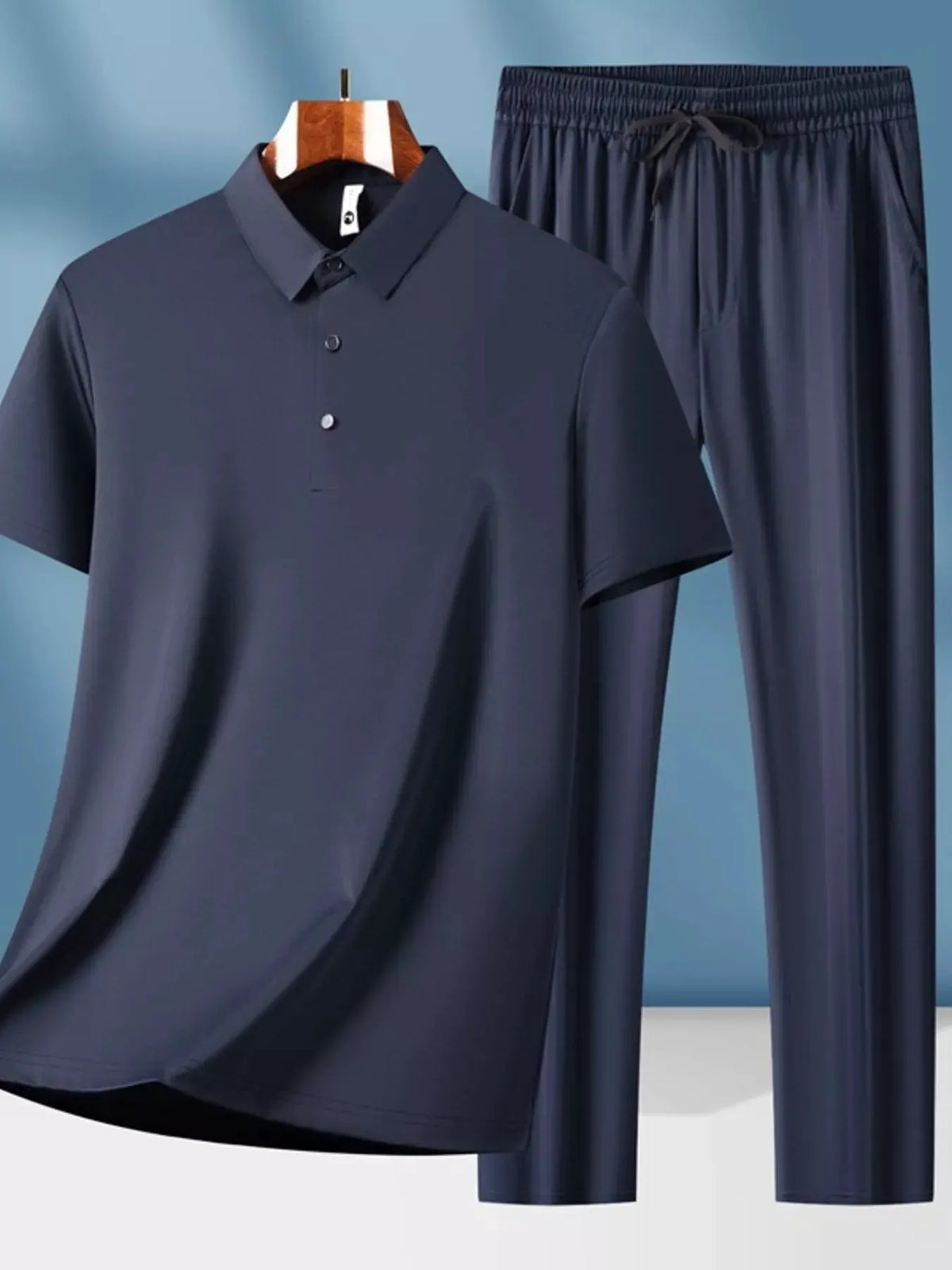 Men's Plus Size Button Detail Short Sleeve Top and Pants Set by Trendsi