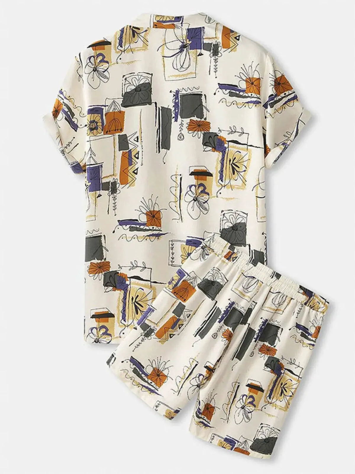 Men's Full Size Printed Button Up Shirt and Shorts Set Plus Size by Trendsi