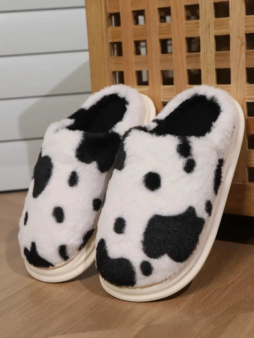 Animal Print Faux Fur Slippers by Partner Label