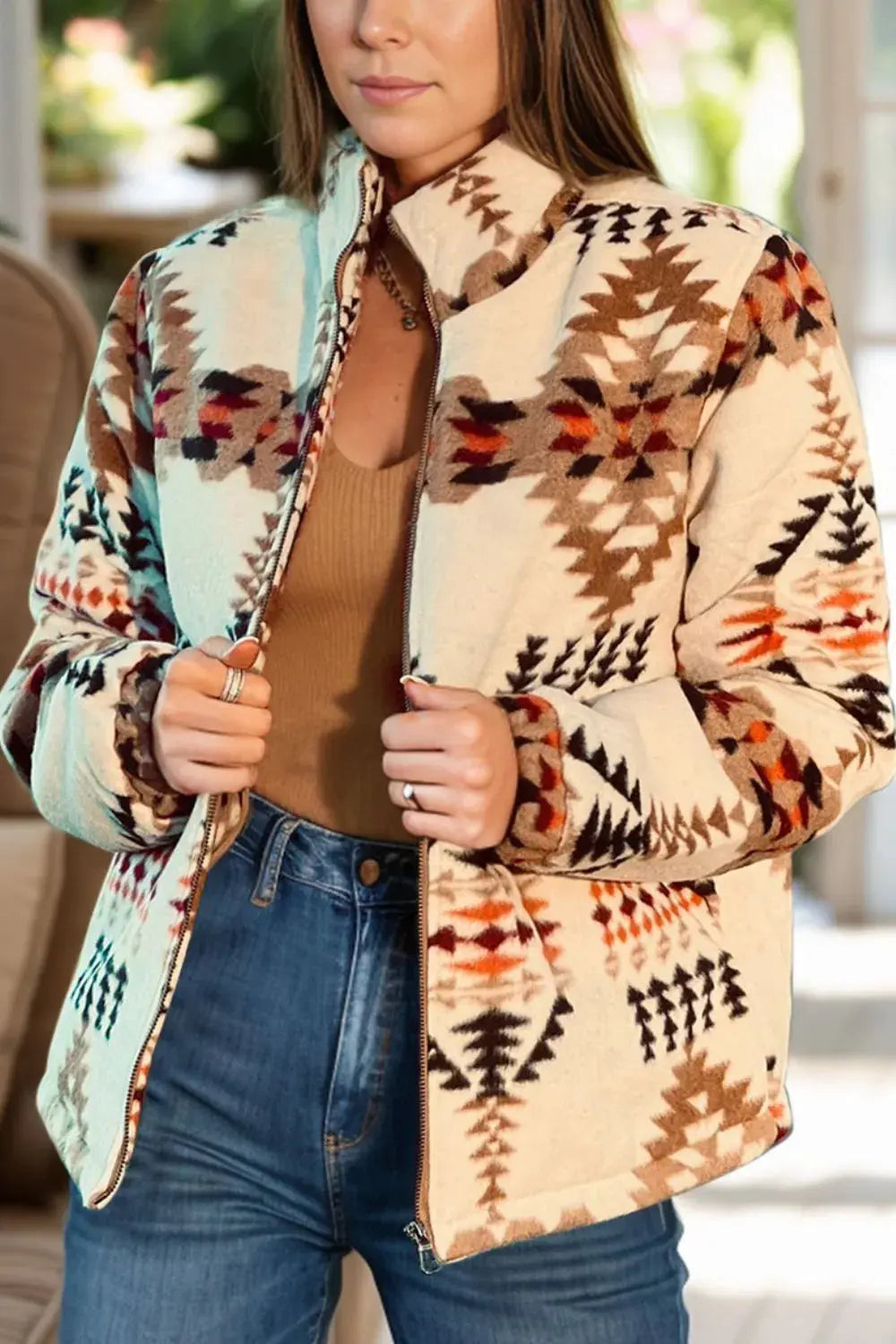 Zip Up Mock Neck Jacket by Partner Label